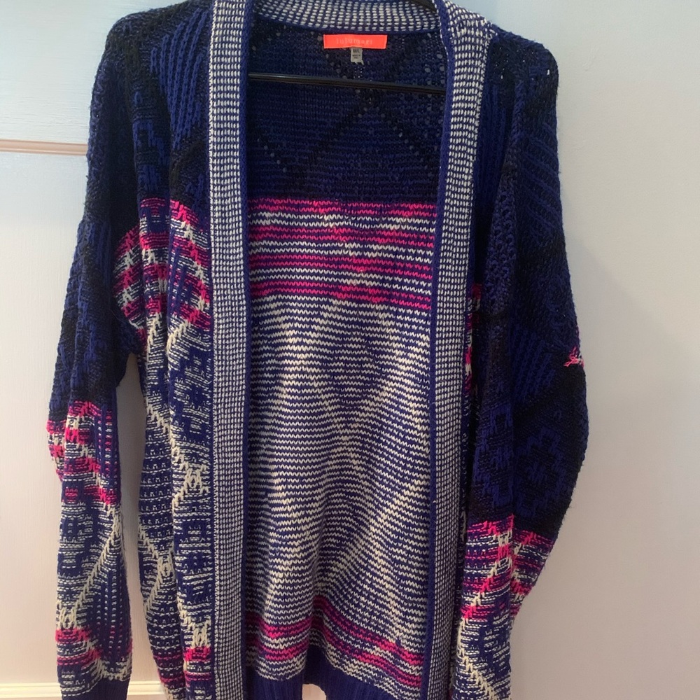 Lulumari Aztec open front boho cardigan sweater